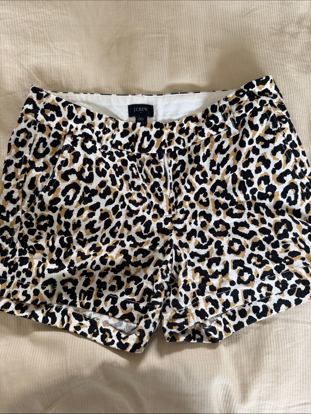 J. Crew High Waist Leopard Print Shorts - Black & Tan on White